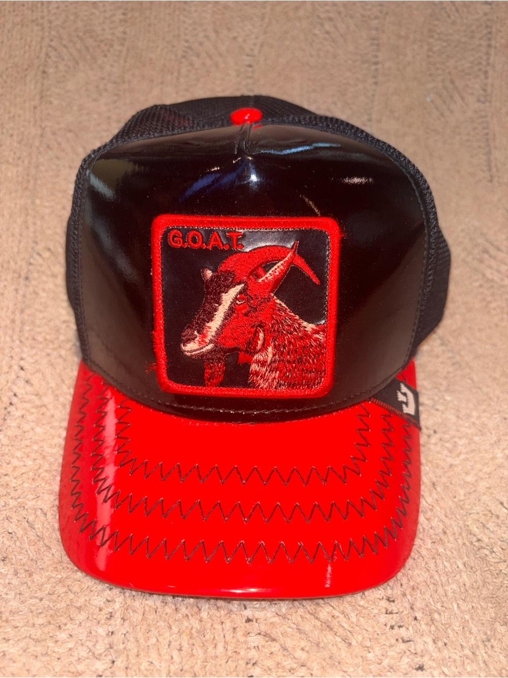 Goorin Bros The Farm G.O.A.T. Goat Trucker Hat Black Red Limited Circulation